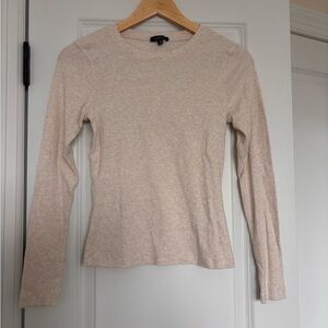 Dynamite Cream Beige Ribbed Long Sleeve T Shirt Top Size Medium
